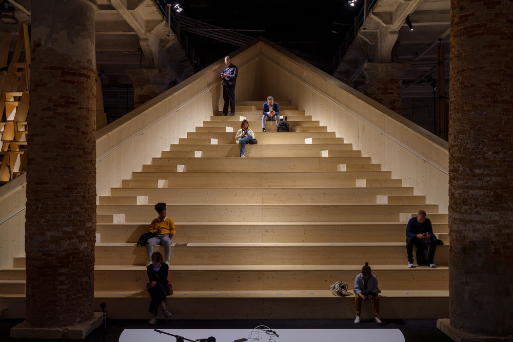 wooden grandstand