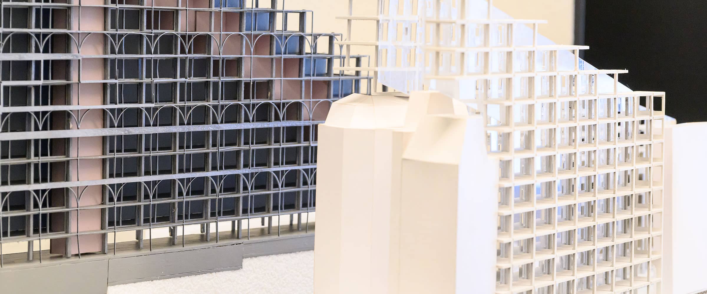 Architectural models on display.