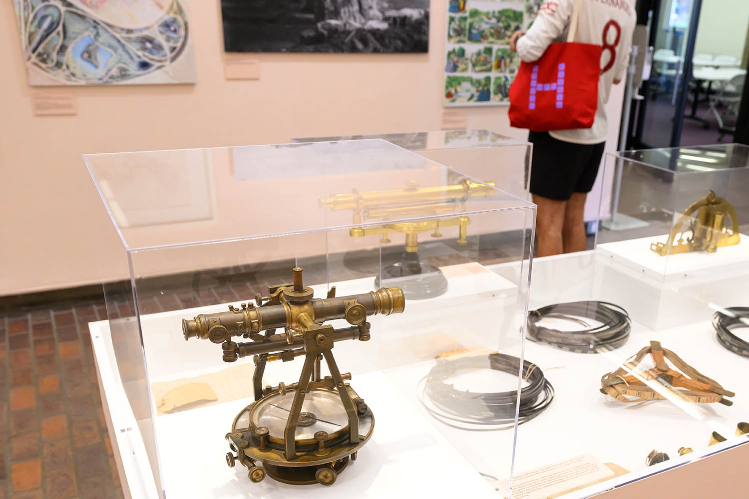 A display of antique scientific instruments used in the planning, construction and surveying of landscape parks.