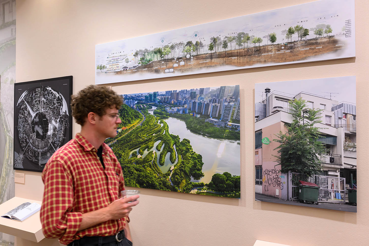 A person viewing the exhibition