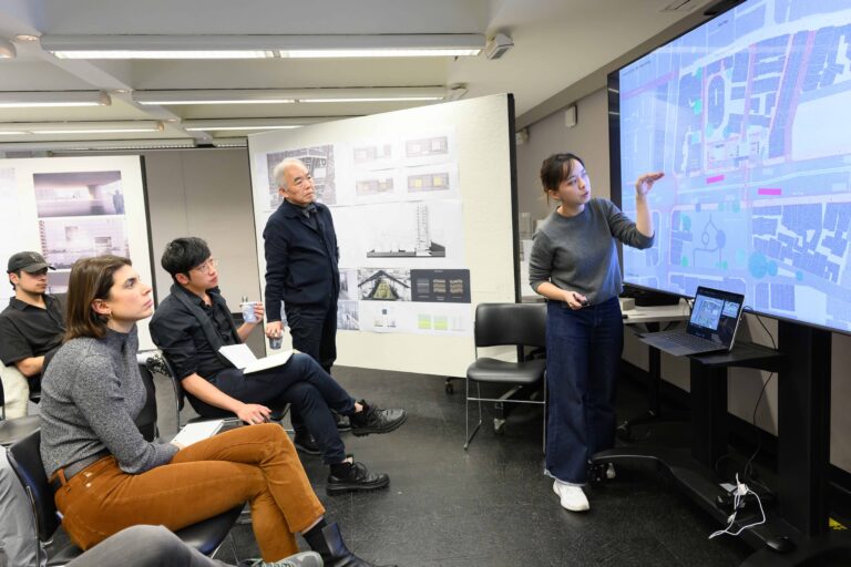 Student presenting during final review