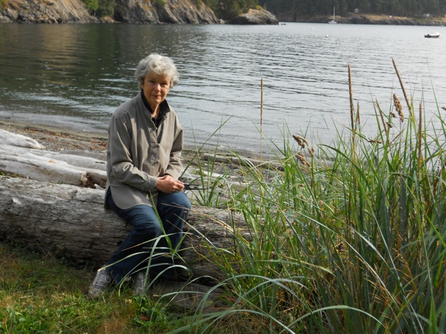 Dorothy Trogdon sits by the water