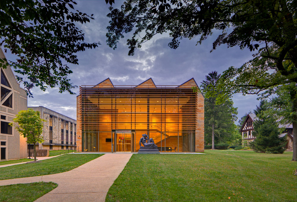 illuminated building