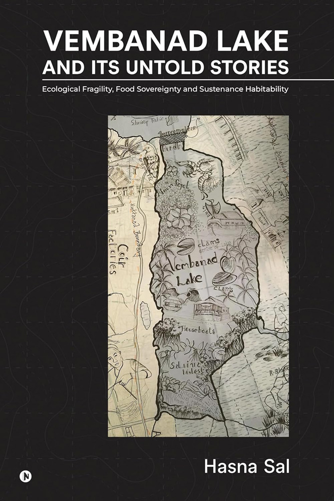 Black book cover showing a gray map of a lake.