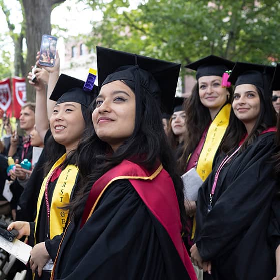 Students in robes at commencement.