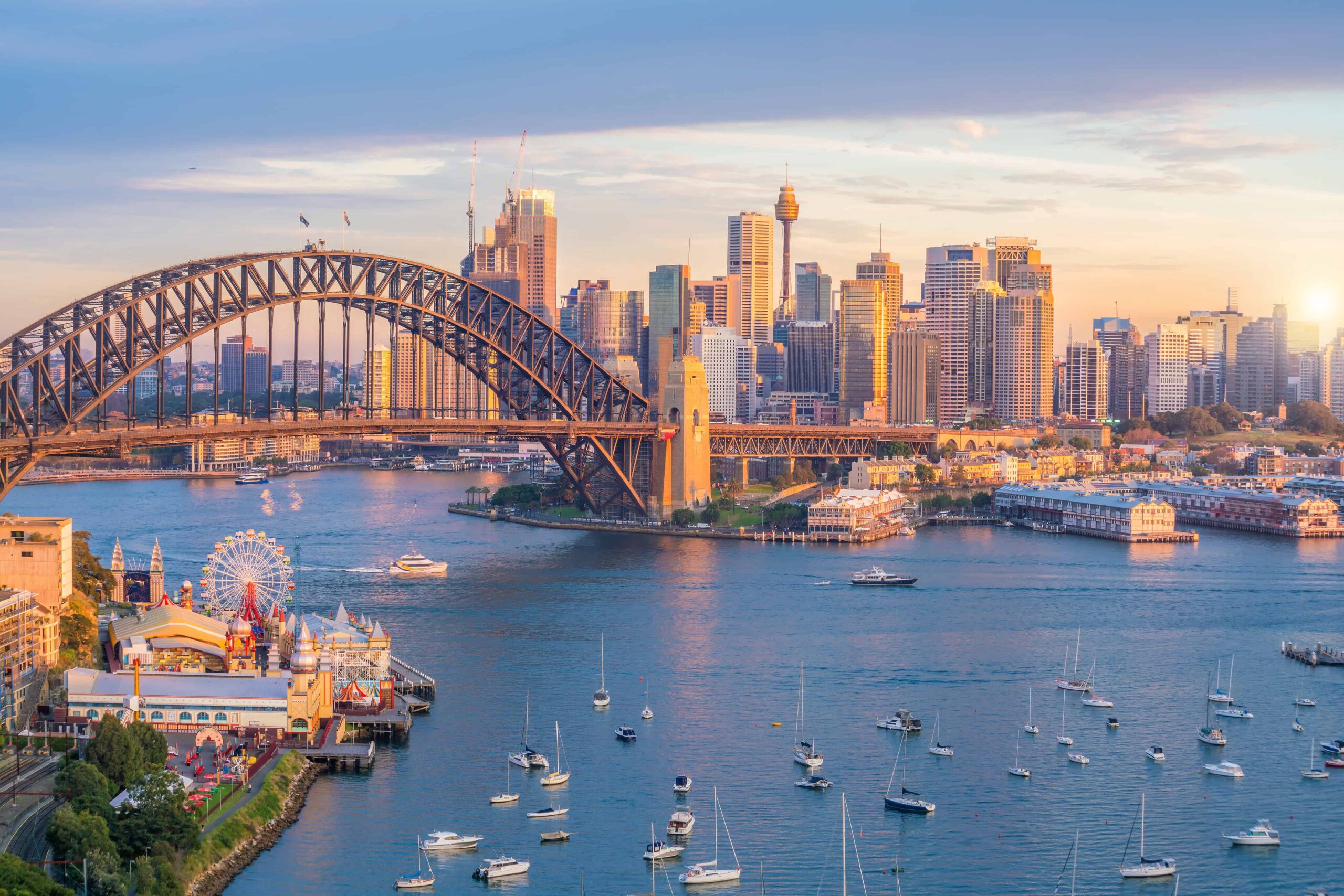 Sydney harbor at dusk