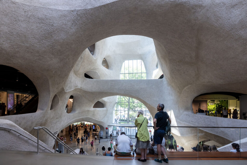 A photograph of the interior of the Gilder Center at the American Museum of Natural History.