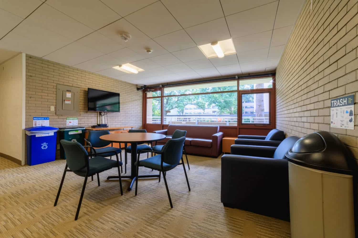 View of lounge in student housing.