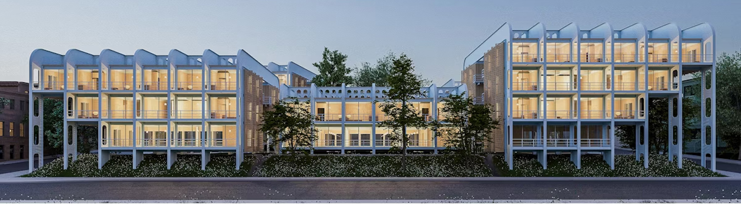 white low rise housing