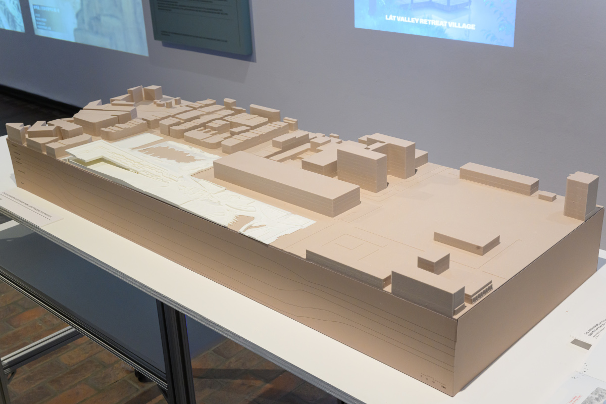 A landscape model on a table.