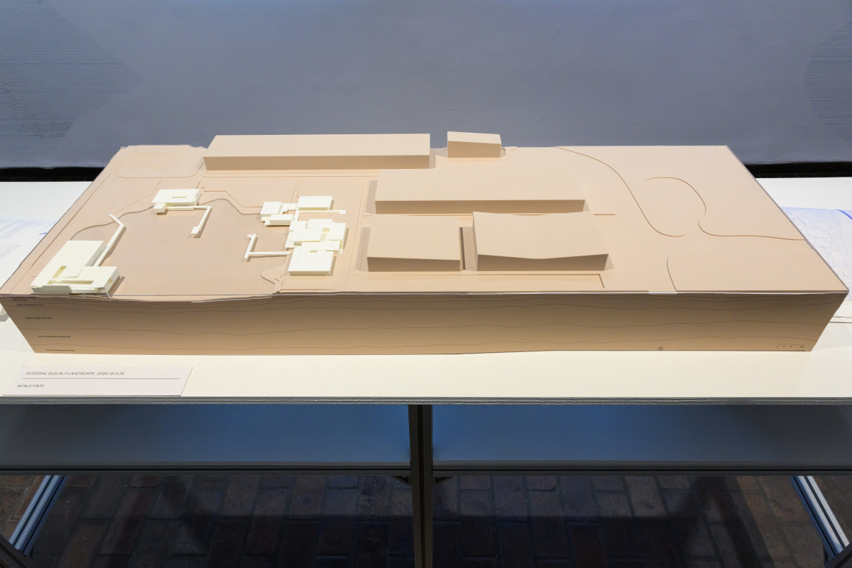 A landscape model on a table.