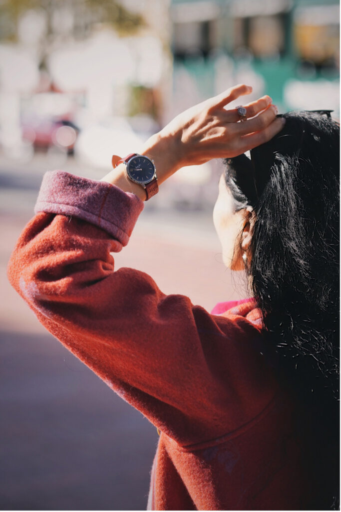 Woman wearing a watch.