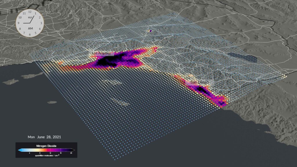 Los Angeles nitrous dioxide as seen from space