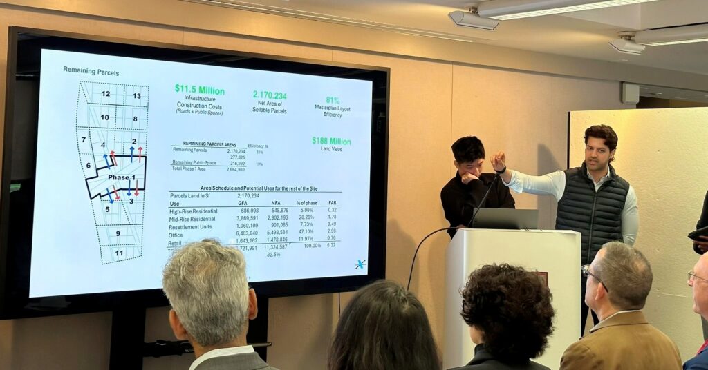 two MRE students during a presentation