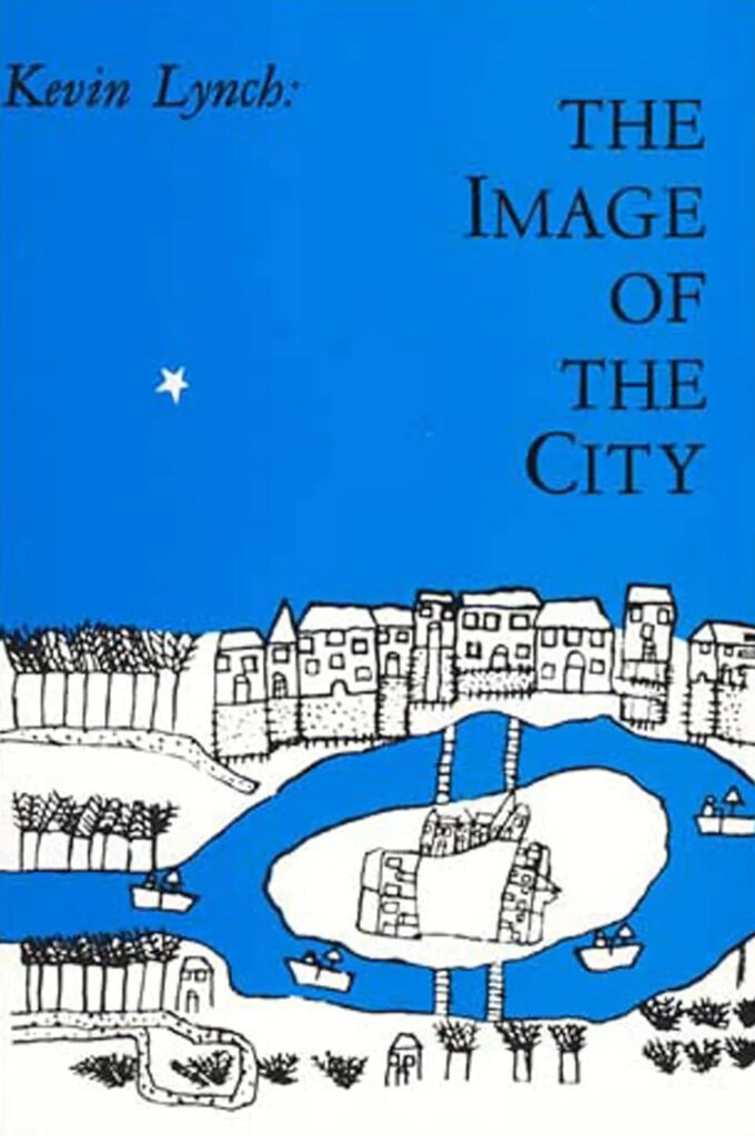 Blue book cover with white drawings and black text