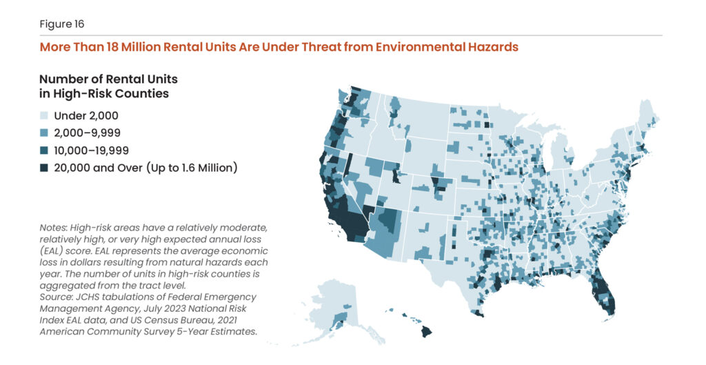 Map showing at-risk rental housing locations in the US.