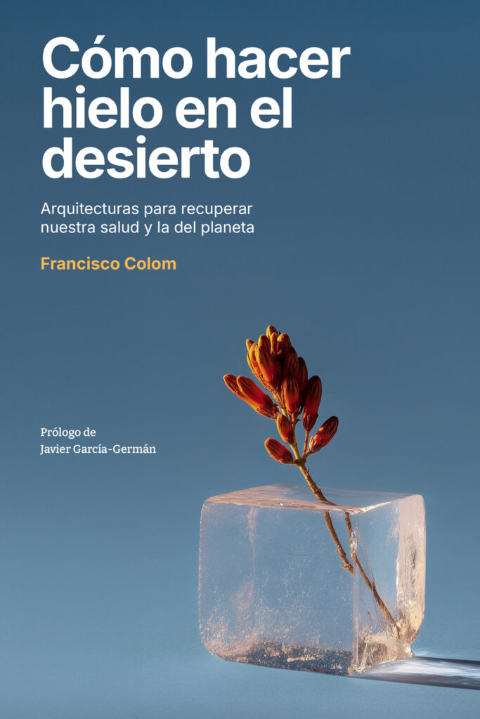 Blue book cover with a plant stem in ice and text in Spanish.