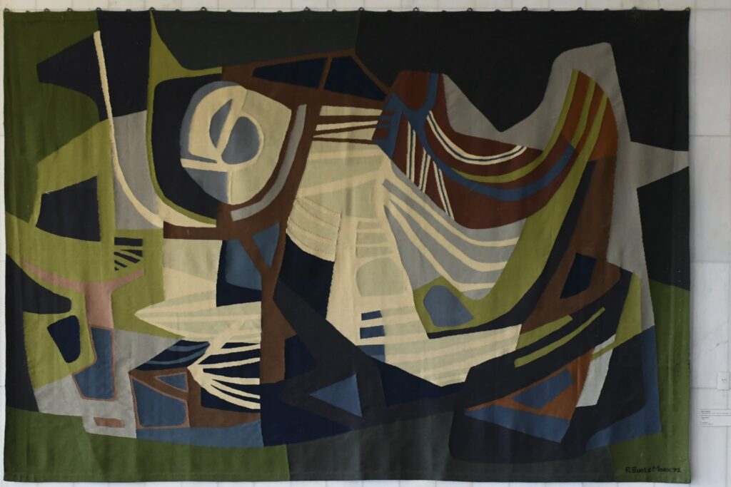 tapestry in green and orange