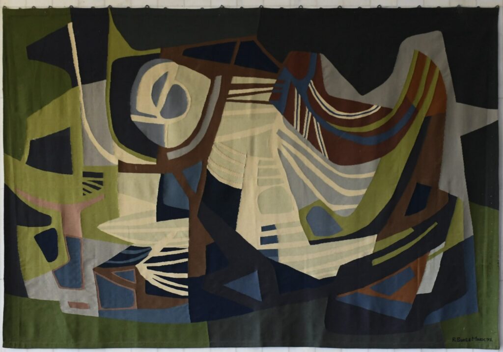 tapestry in green and orange