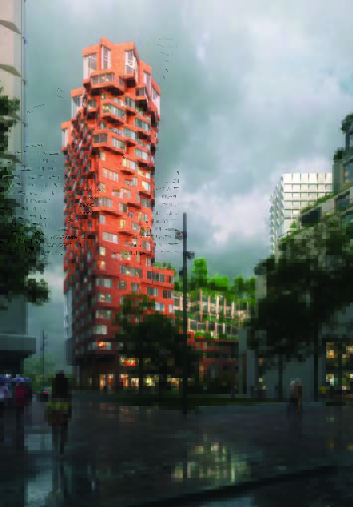 An eccentric high-rise building in Amsterdam