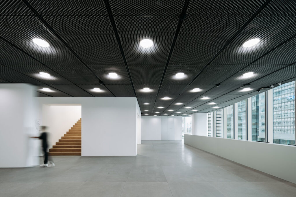 A open room with stairwell.