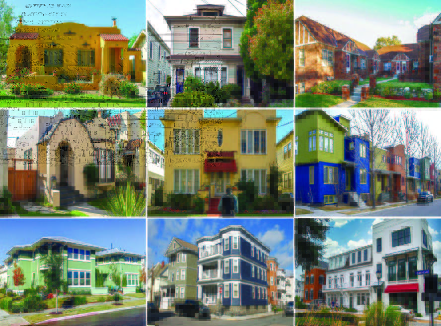 A grid of photographs showing different types of residential housing units.