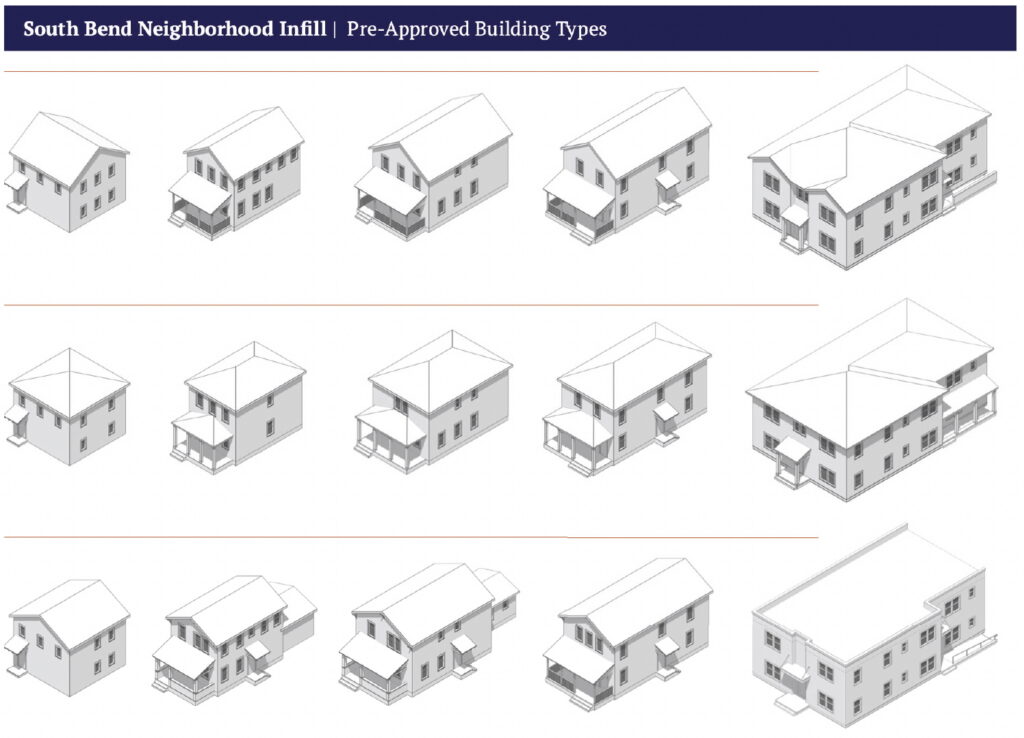 Pre-approved building types in South Bend, Indiana.