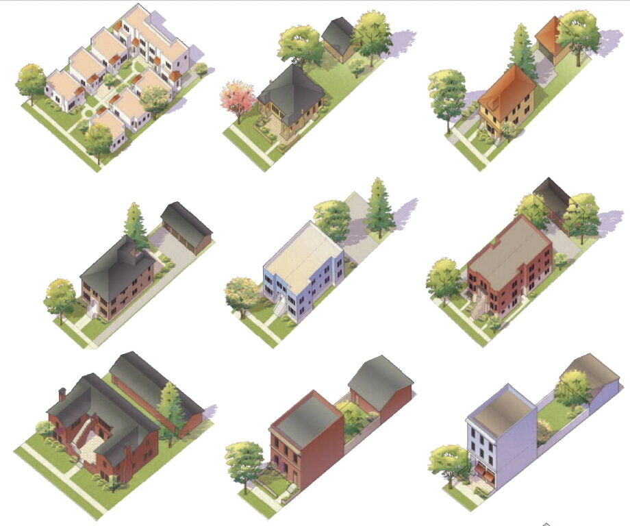 Axionometric drawings of housings