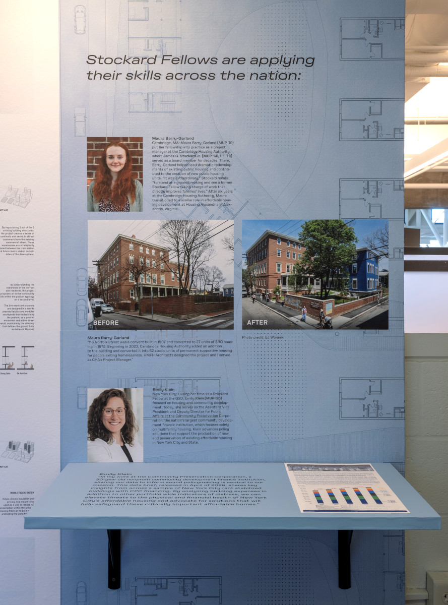 Display showing before and after images of an urban residential project.