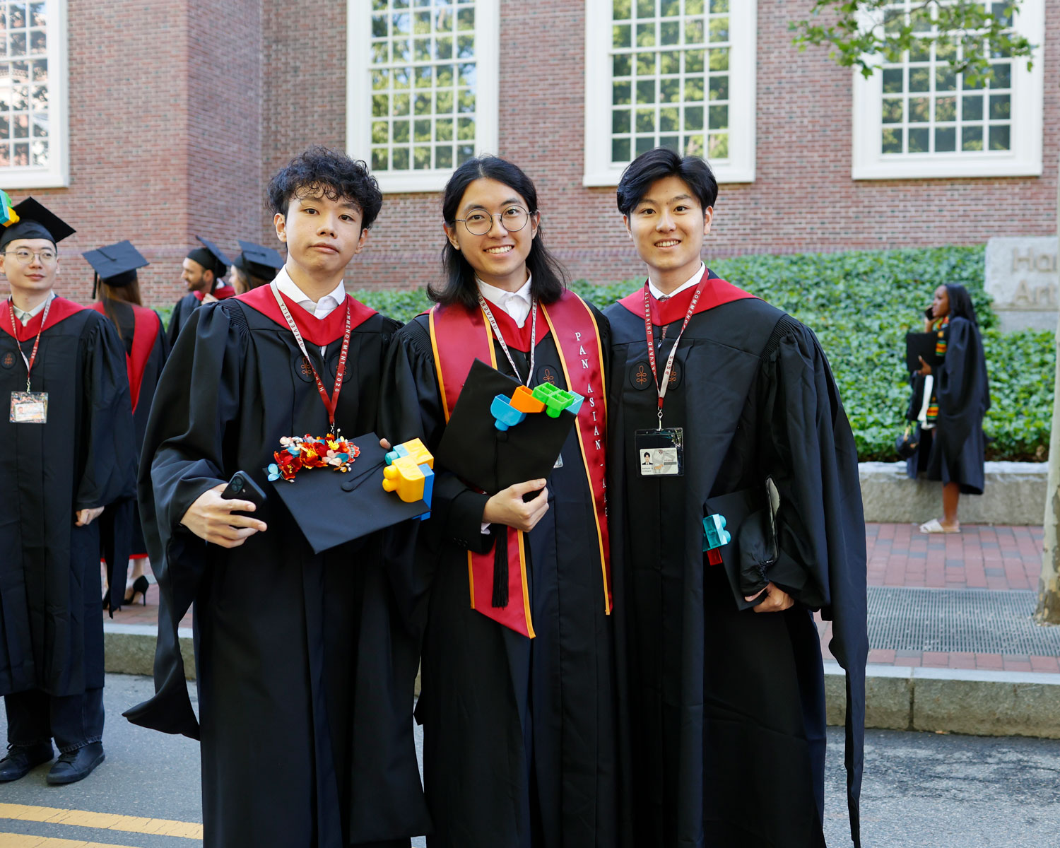 A group of students in commencement regalia