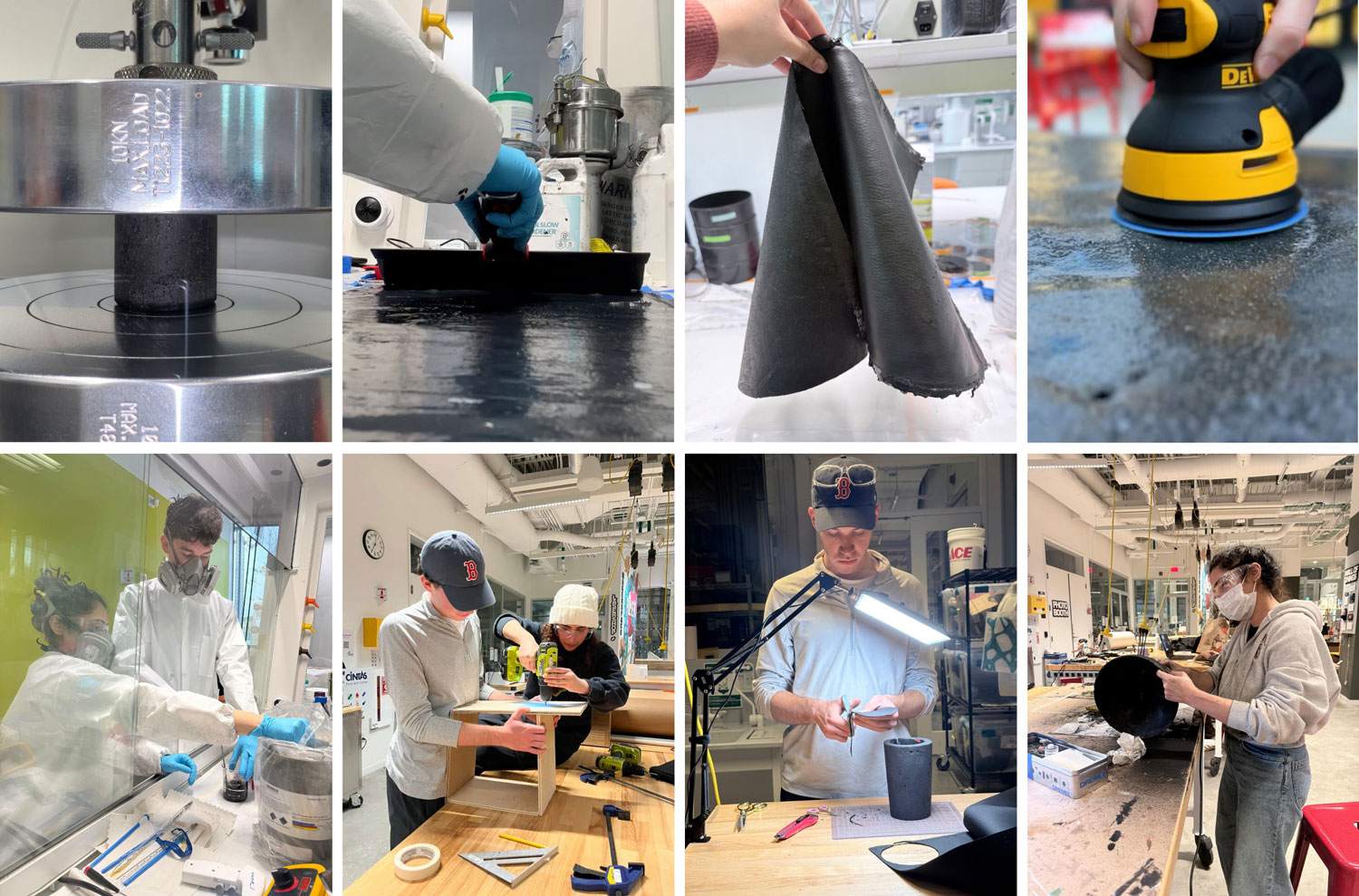 Series of pictures of people in a lab.