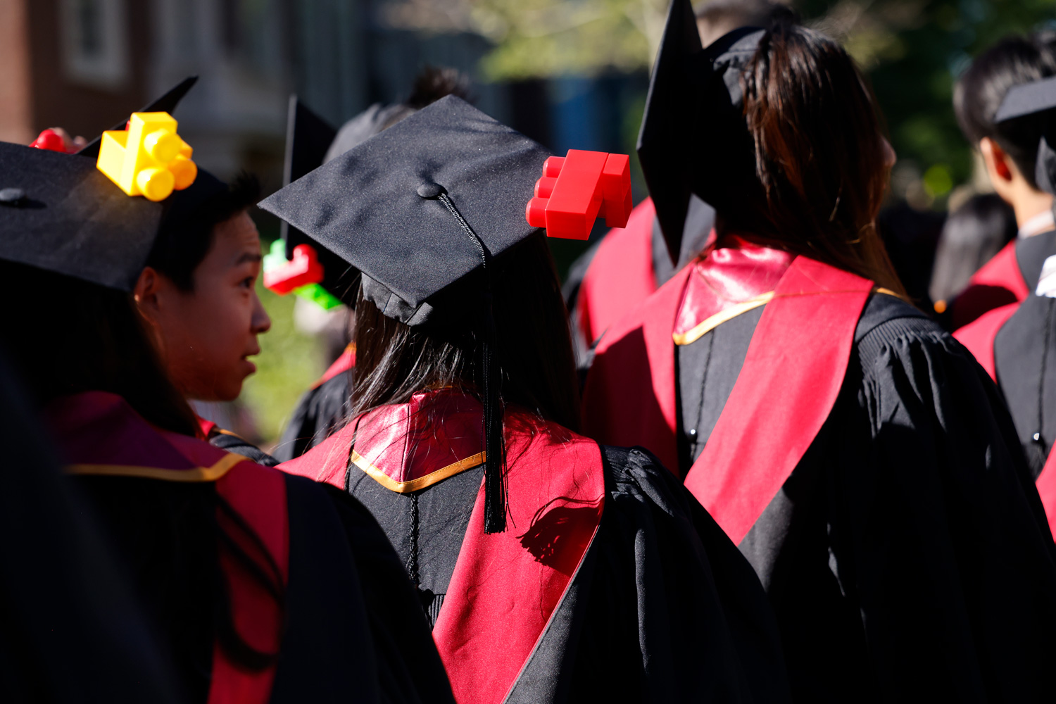A group of students in commencement regalia