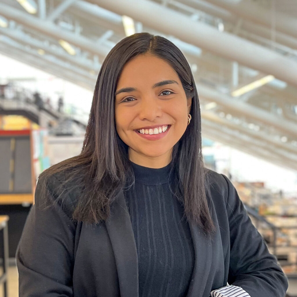 Woman smiling.