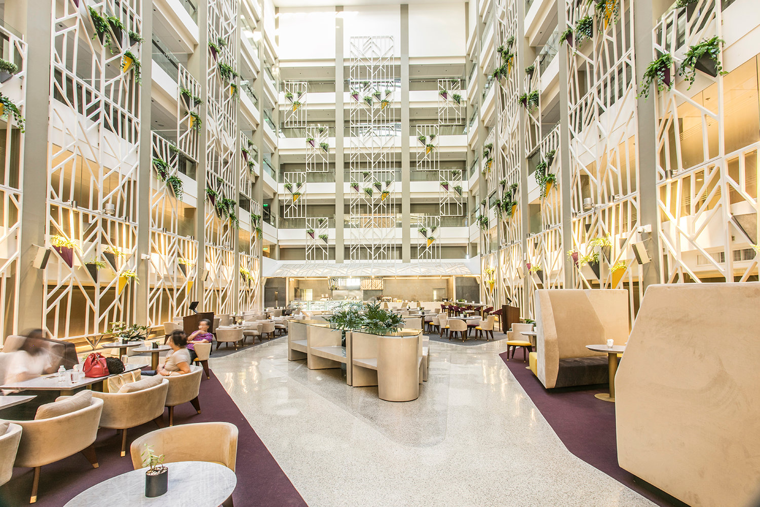Bayleaf Cavite Atrium, an open space featuring geometric patterns and details on all surfaces.