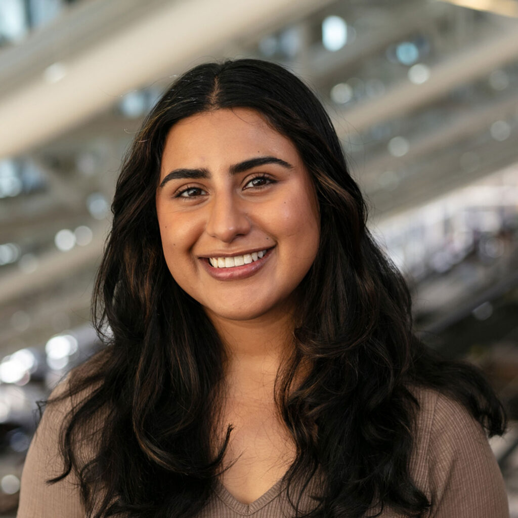 Woman smiling.