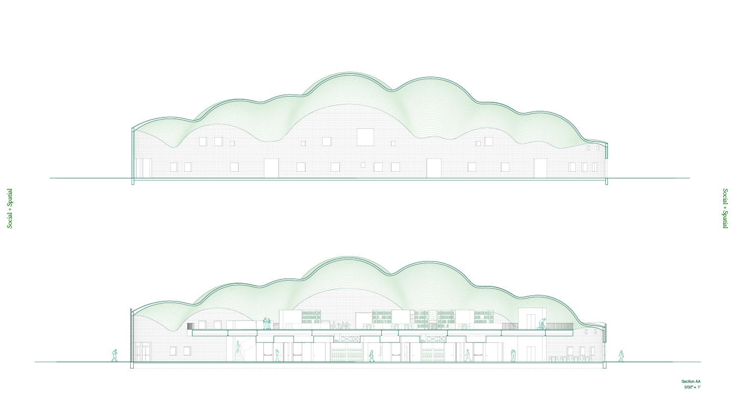 Sections of a building.