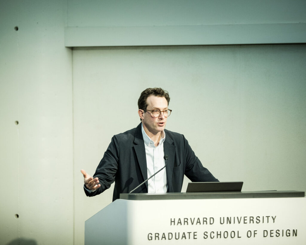 Nicholas Harkness speaking at the conference "Designers of Mountain and Water."