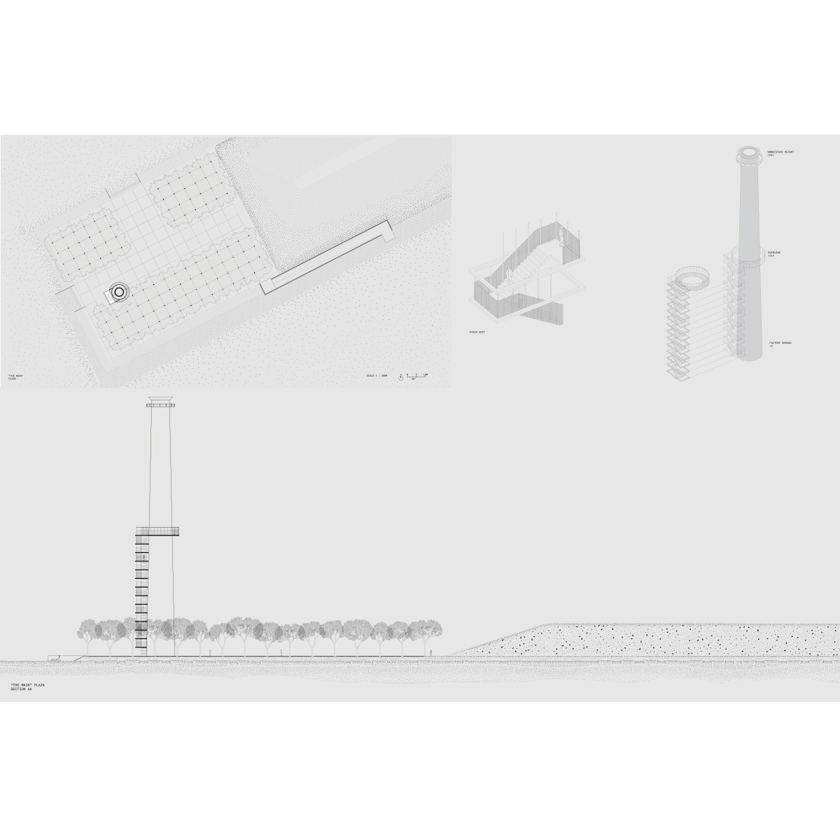 Plan, section, and detail drawing of Beth Olem Cemetery.