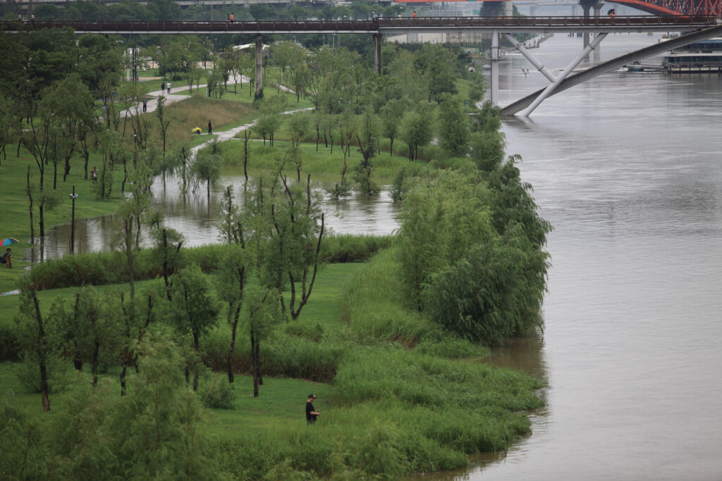 A view of the park beside the Han River.