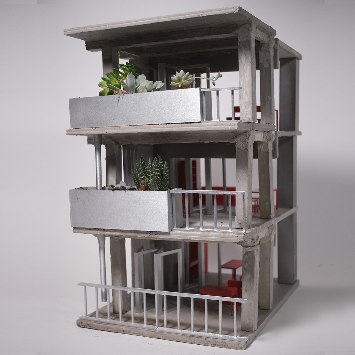 Model of apartment building.