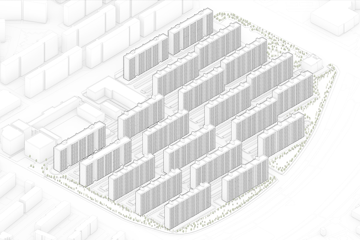 Isometric view of Apartment Complex.