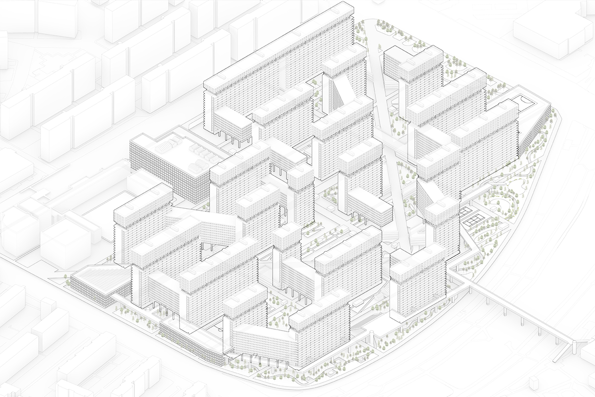 Isometric view of masterplan.