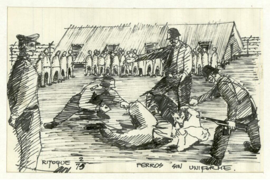 sketch of prisoners in Chile