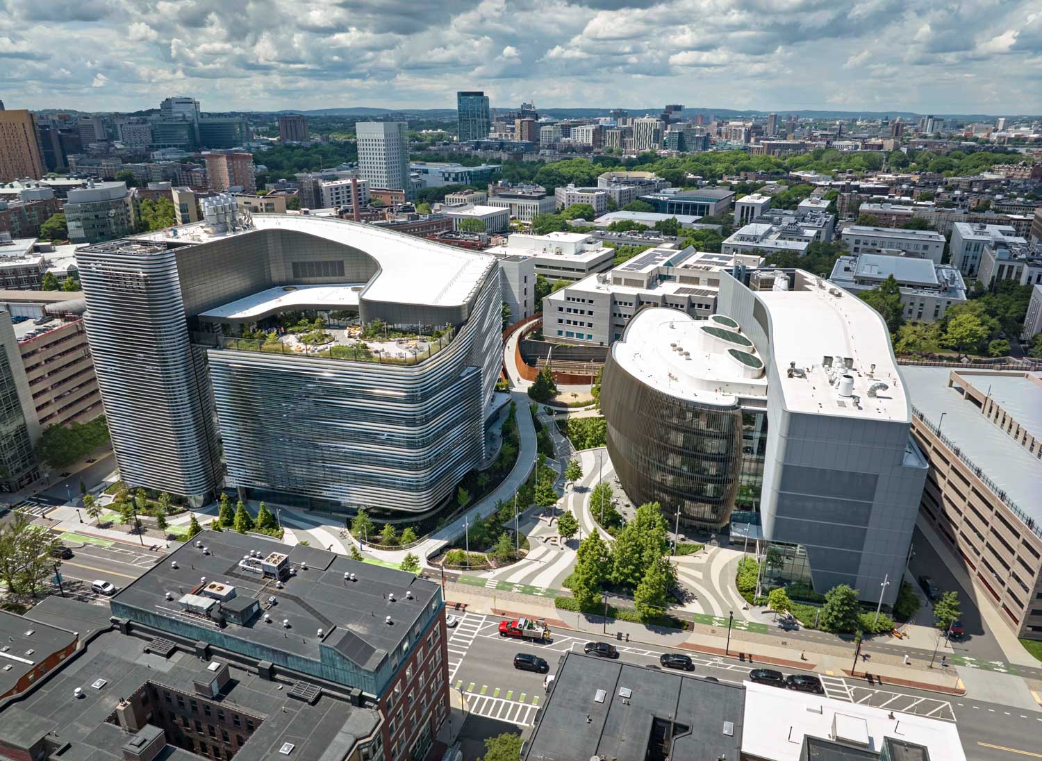 Aerial view of a city.