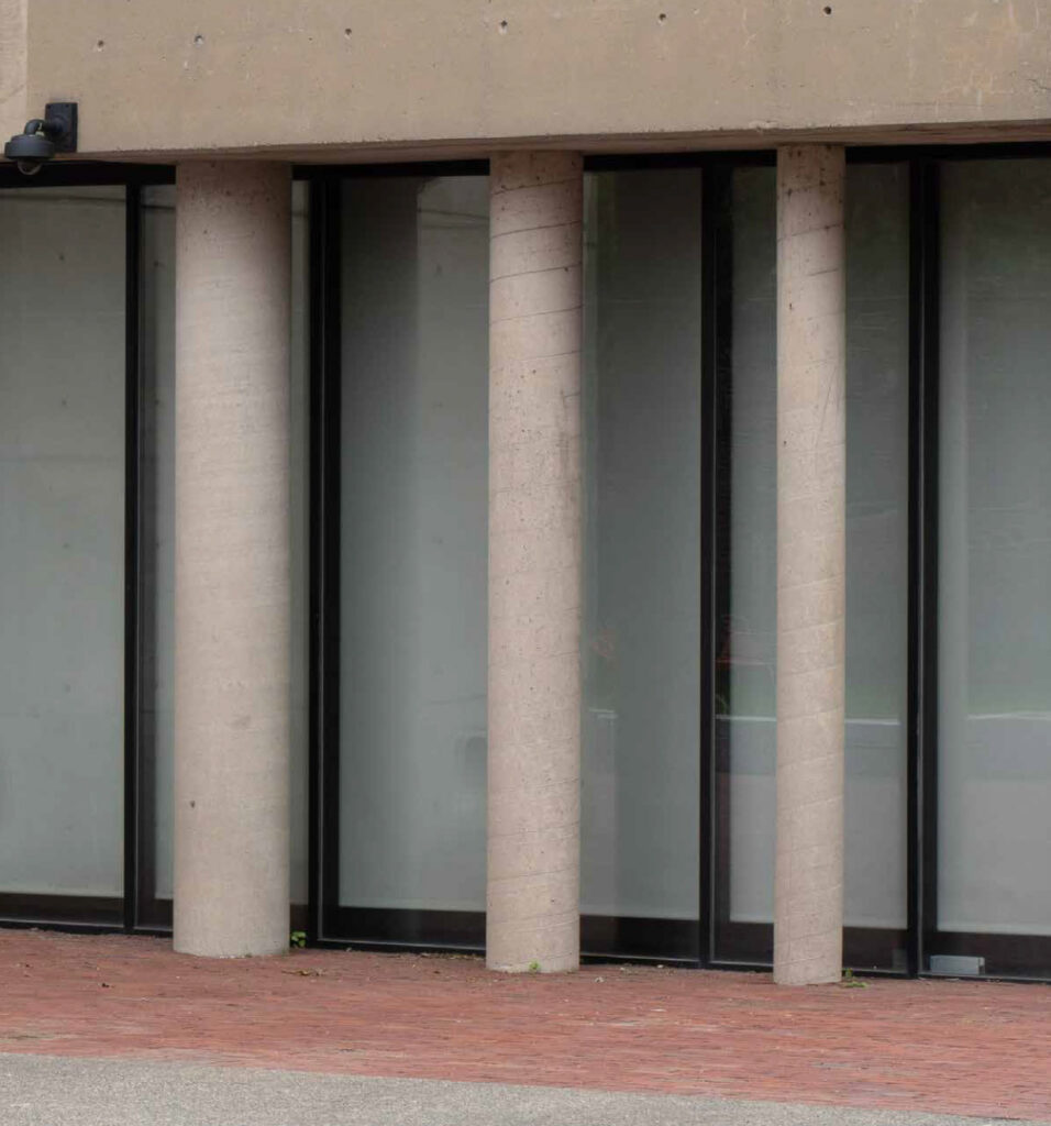 Three columns at Gund Hall