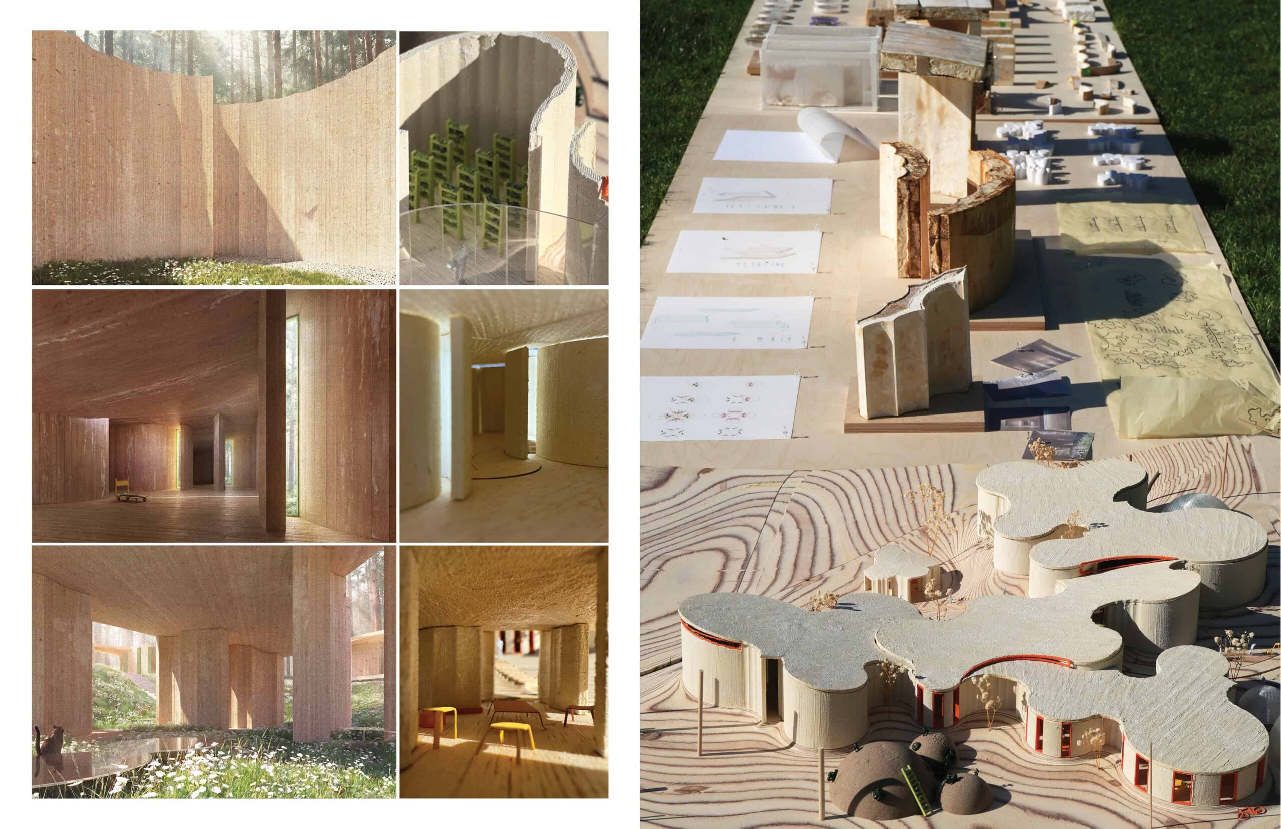 Left: close-up of model. Right: whole view of model
