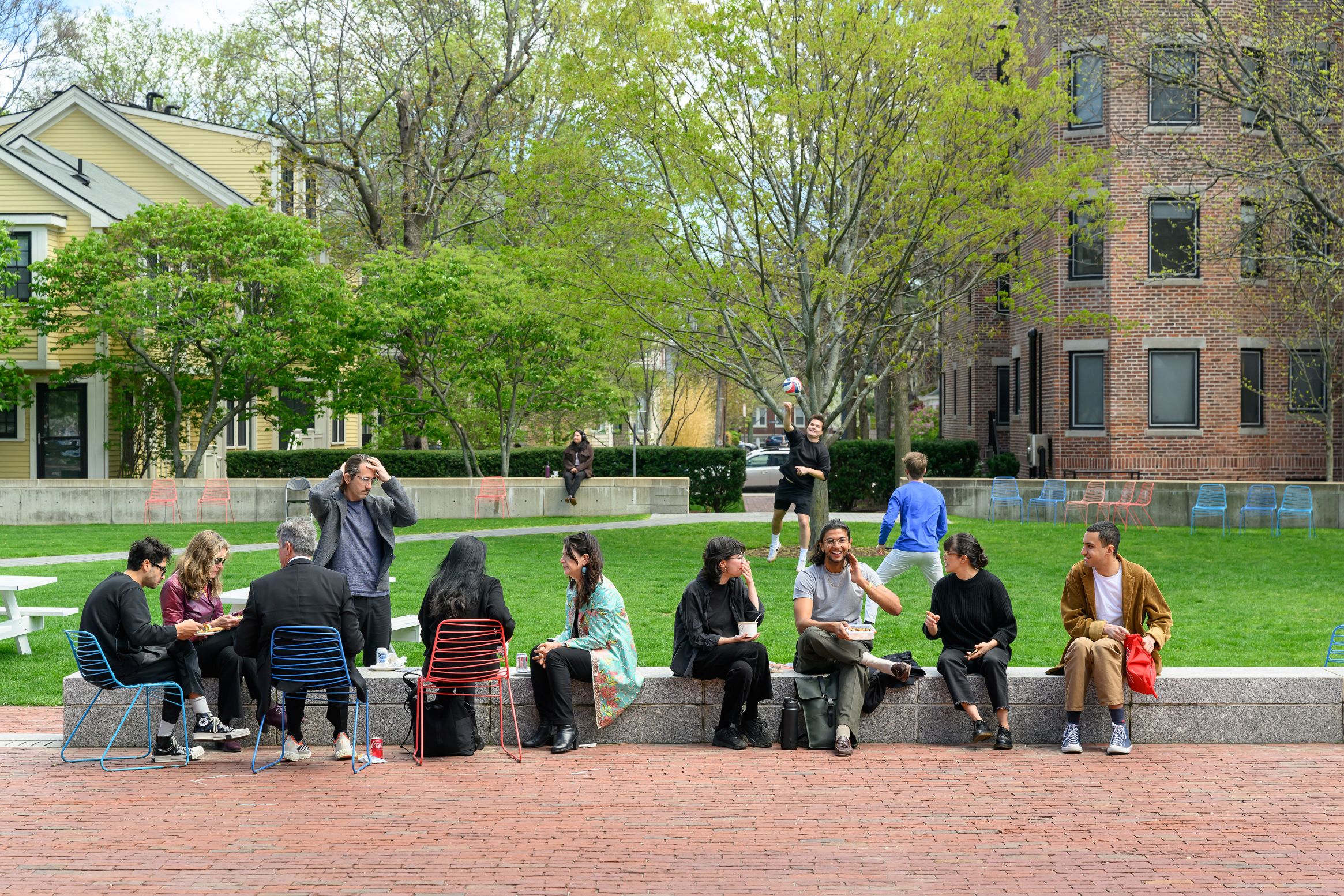 Spring final reviews campus backyard